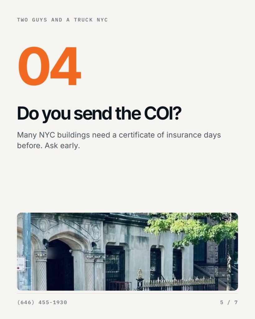 Question 4: do you send the COI?